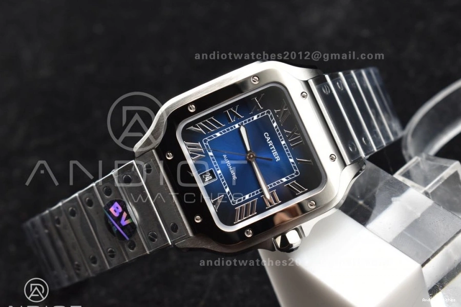 40mm Santos SS V de SS Cartier MIYOTA Dial on Blue 1047 BVF Bracelet Colorful Edition 9015 SmartLinks Best 1:1 1024